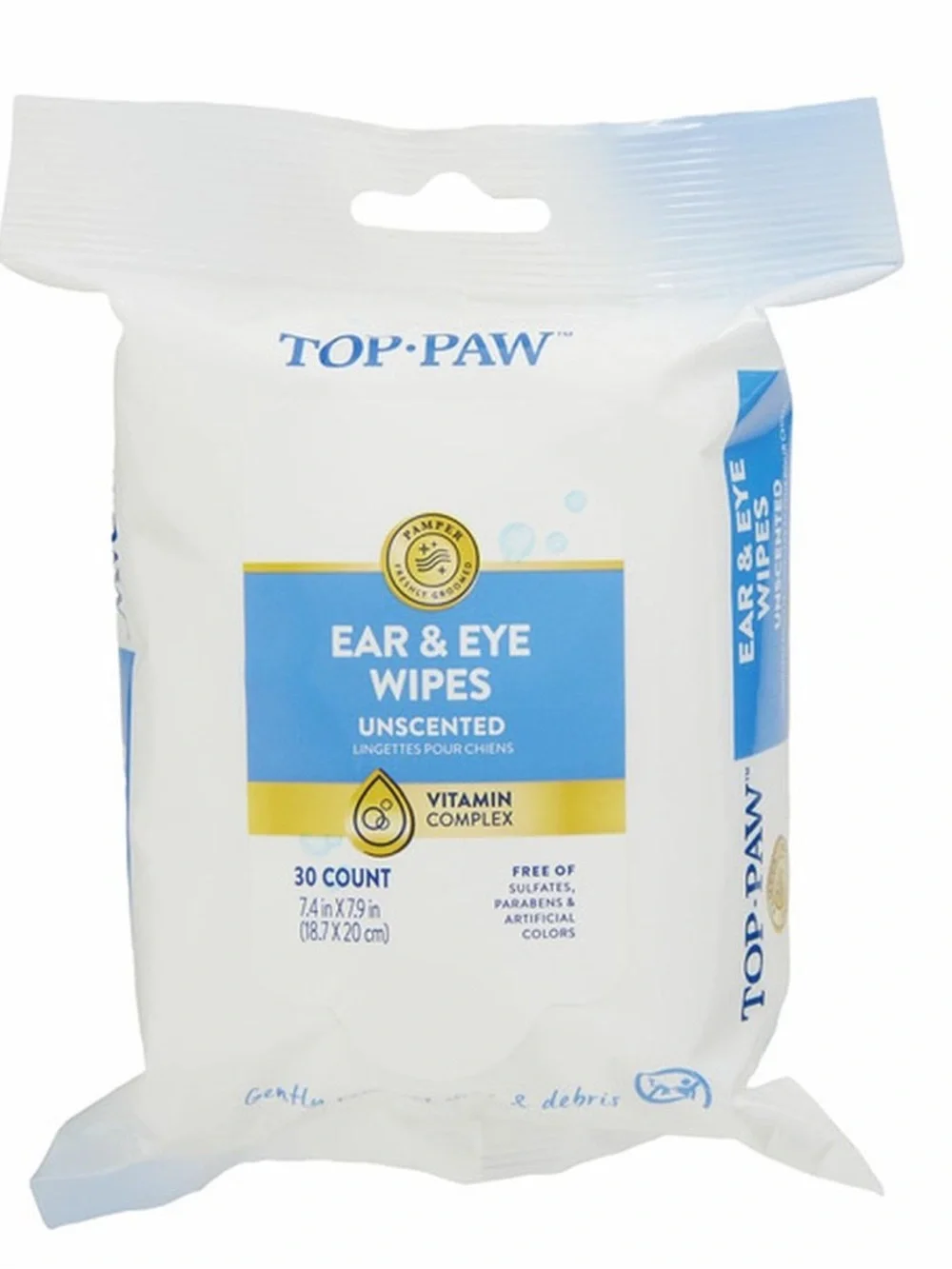 Top Paw Ear & Eye Wipes - Blue, White, Yellow